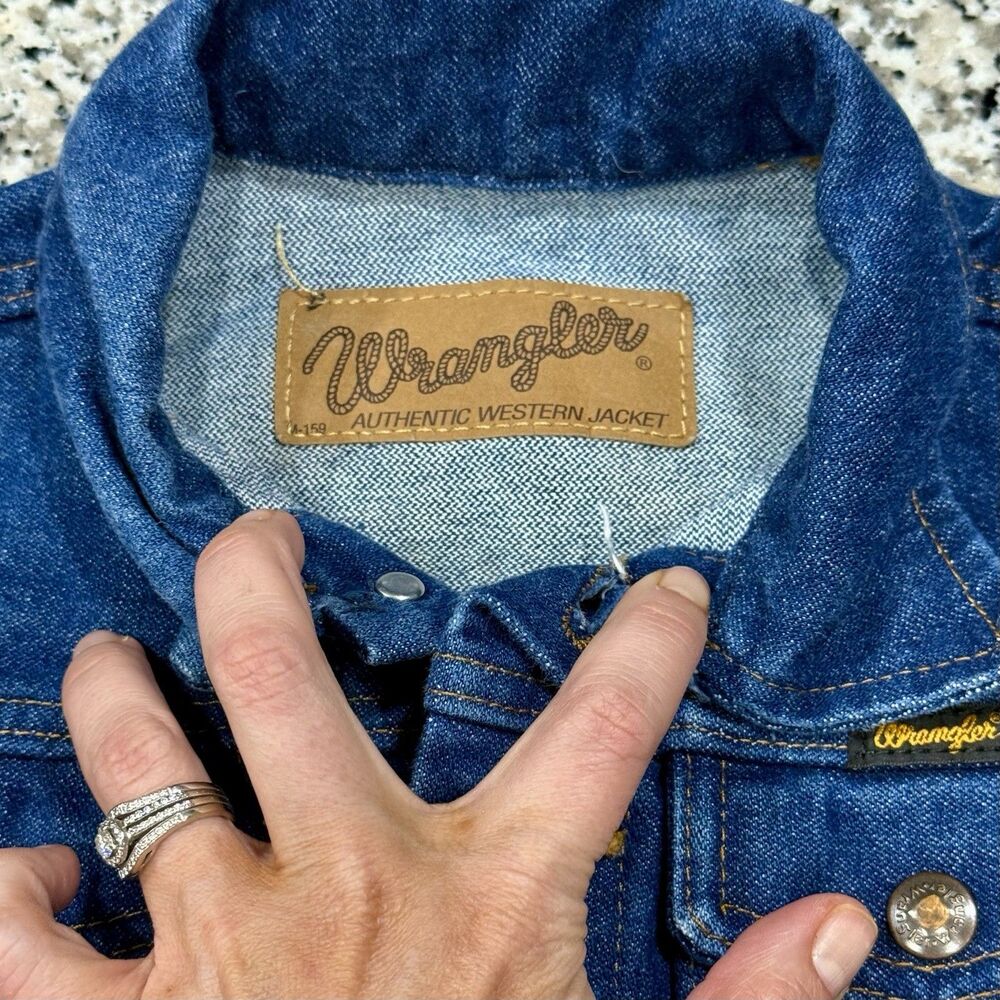 Wrangler Cowboy Cut Unlined Dark Blue Cotton Denim Jacket #84145PW Sz XS/SM Fit - Picture 7 of 12
